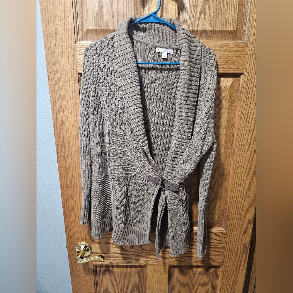 Women's Taupe Sweater with Belt